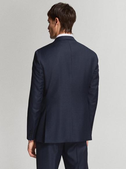 Mango Pure Wool Single Breasted Tailored Blazer, Marine Blue - view 2, Marine Blue