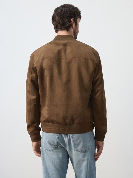 Mango Faux Leather Bomber Jacket, Cognac - view 2, Cognac