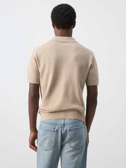 Mango Tailored Short Sleeve Polo Shirt - view 2, Beige
