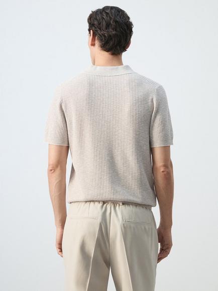 Mango Short Sleeve Polo Shirt - view 2, Sand