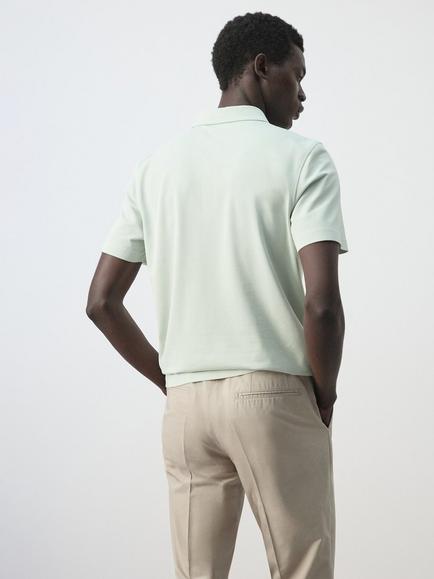 Mango Slim Fit Short Sleeve Polo Shirt, Pastel Green - view 2, Pastel Green