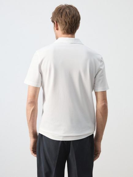 Mango Open Neck Polo Shirt - view 2, White