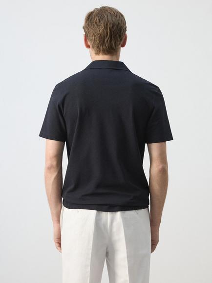 Mango Cotton Regular Fit Polo Shirt, Navy - view 2, Navy