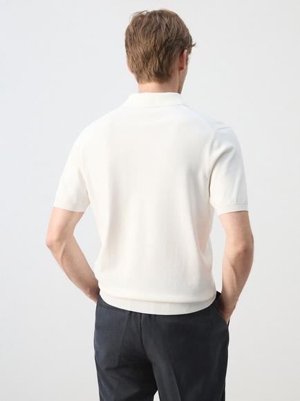 Mango Zip Neck Short Sleeve Polo Shirt - view 2, Off White