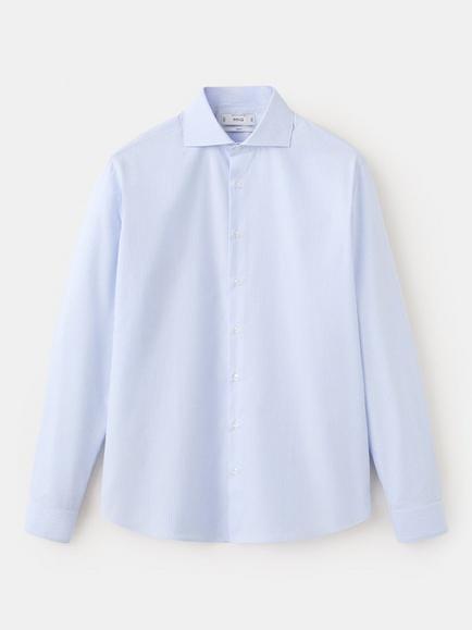 Mango Cotton Slim Fit Long Sleeve Shirt, Blue, Blue