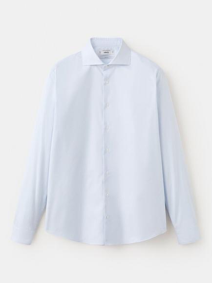Mango Slim Fit Check Cotton Shirt, Sky Blue, Sky Blue