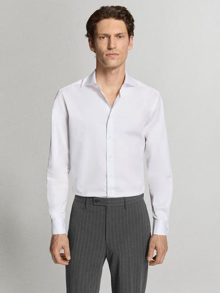 Mango Slim Fit Cotton Shirt, White, White