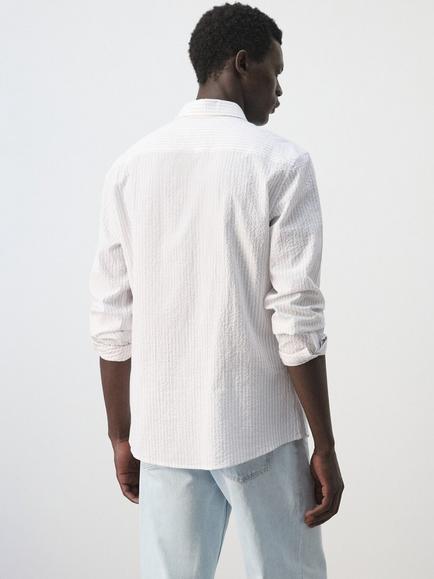 Mango Cotton Rich Shirt, Blue - view 2, Pale Pink