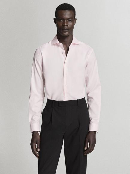 Mango Regular Fit Cotton Shirt, Light Pink, Light Pink