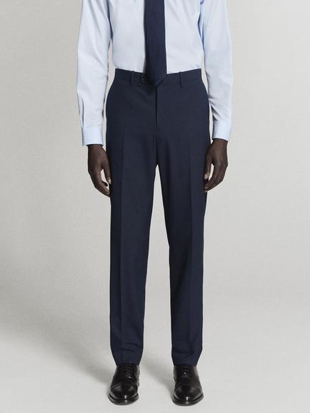 Mango Slim Fit Mid Rise Suit Trousers, Marine, Marine