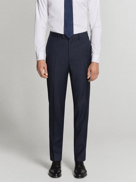 Mango Mid Rise Tailored Wool Suit Trousers, Marine, Marine