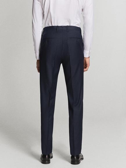 Mango Mid Rise Tailored Wool Suit Trousers, Marine - view 2, Marine
