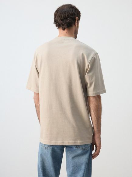 Mango Regular Fit Cotton Crew Neck T-Shirt - view 2, Sand