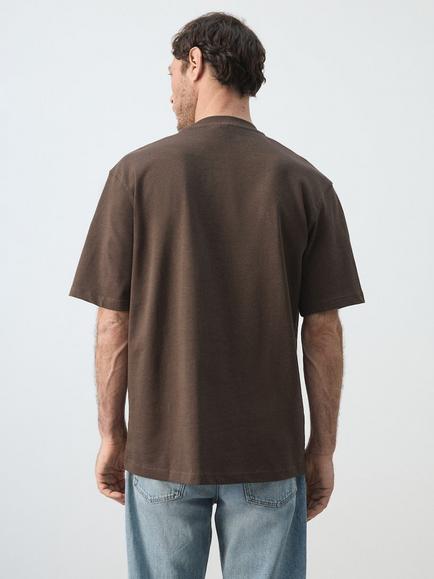 Mango Regular Fit Cotton Crew Neck T-Shirt - view 2, Brown