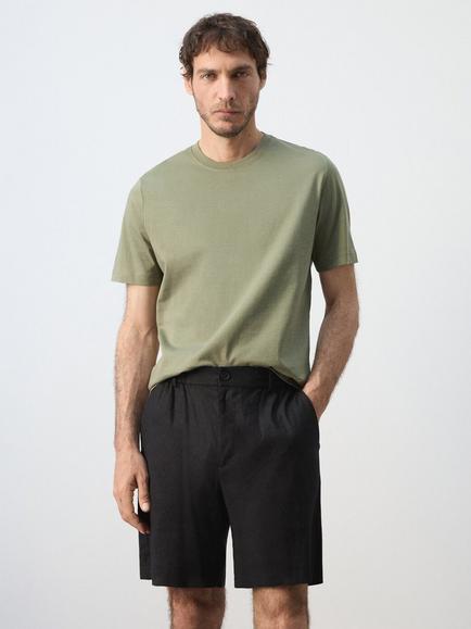 Mango Regular Fit Short Sleeve T-Shirt, Khaki