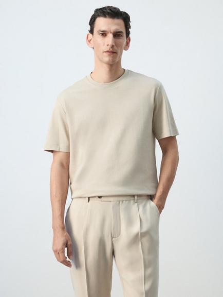 Mango Regular Fit Short Sleeve T-Shirt, Ivory