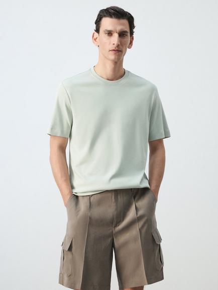 Mango Cotton Crew Neck T-Shirt, Pastel Green