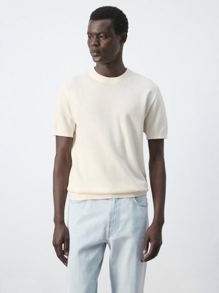 Mango Crew Neck T-Shirt, Ivory, Ivory
