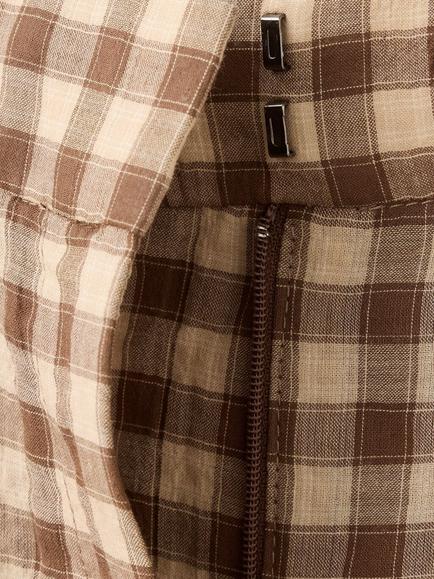Mango Cotton Rich Skinny Gingham Trousers, Brown - view 2, Brown