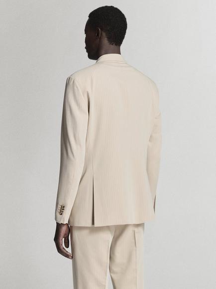 Mango Slim Fit Tailored Blazer, Beige - view 2, Beige