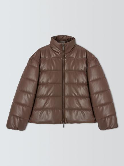 MM by MaxMara Esule Funnel Neck Quilted Puffer Jacket, Dark Brown, Dark Brown