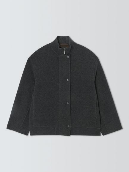 M-M by MaxMara Fenice Jersey Jacket, Dark Grey, Dark Grey Double