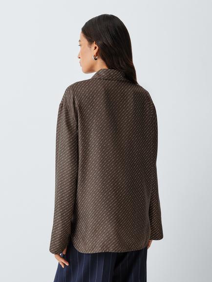 MM by MaxMara Farea Silk Logo Blouse, Dark Brown - view 2, Dark Brown