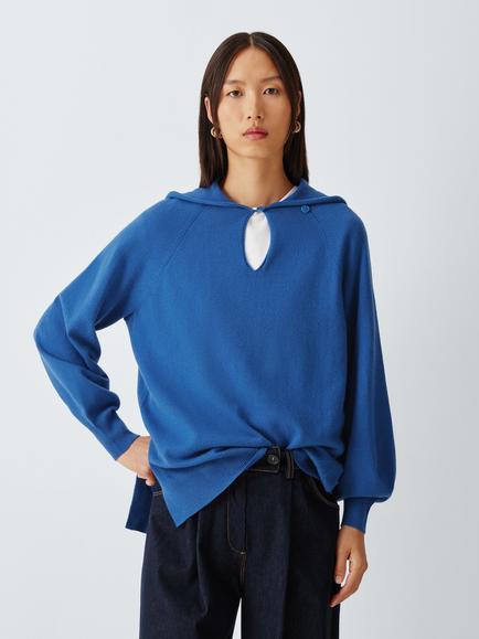 M-M by MaxMara Wool Rich with Cashmere Hoodie, China Blue, China Blue
