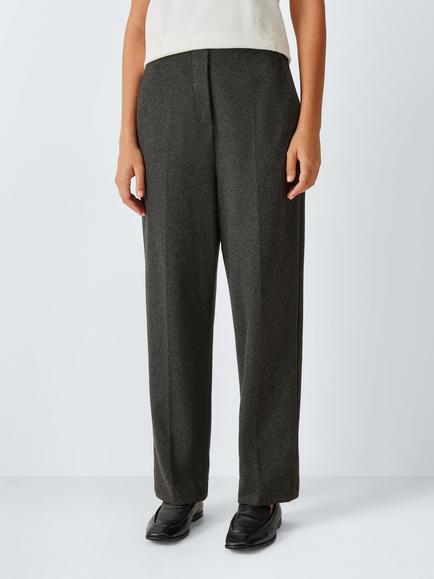MM by MaxMara Tailored Straight Leg Jersey Trousers, Dark Brown, Dark Brown Sp