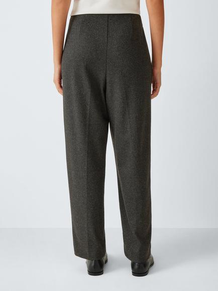 MM by MaxMara Tailored Straight Leg Jersey Trousers, Dark Brown - view 2, Dark Brown Sp