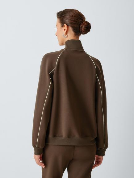 M-M by MaxMara Lembo Stripe Arm Jersey Jacket, Dark Brown - view 2, Dark Brown