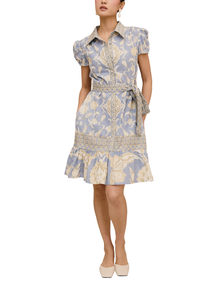 Raishma Etta Floral Print Shirt Dress, Blue, Blue