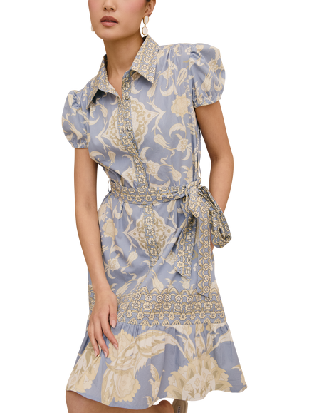 Raishma Etta Floral Print Shirt Dress, Blue - view 2, Blue