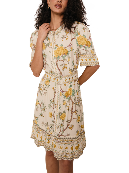 Raishma Everly Floral Shirt Dress, Yellow - view 2, Yellow