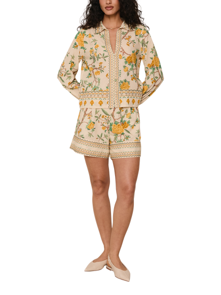 Raishma Raffey Floral Print Shirt, Yellow - view 2, Yellow