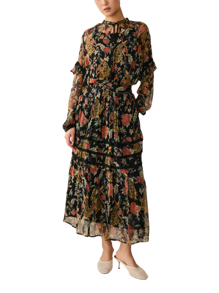 Raishma Renee Floral Print Shirt, Black, Black