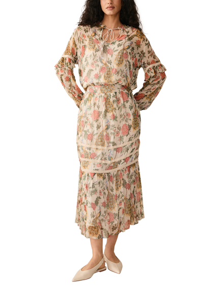 Raishma Renee Floral Print Shirt, Cream, Cream