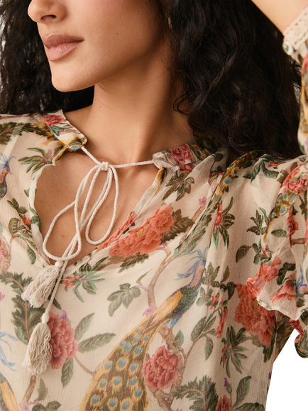 Raishma Renee Floral Print Shirt, Cream - view 2, Cream