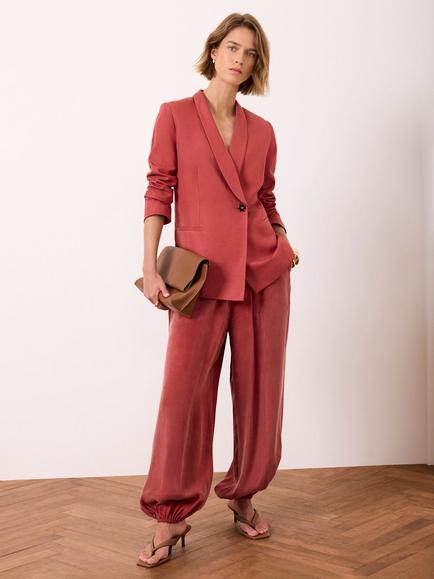 Mint Velvet Linen Tailored Blazer, Red, Red