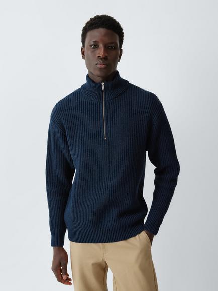 Colorful Standard Recycled Merino Wool Quarter Zip, Marine Blue, Marine Blue