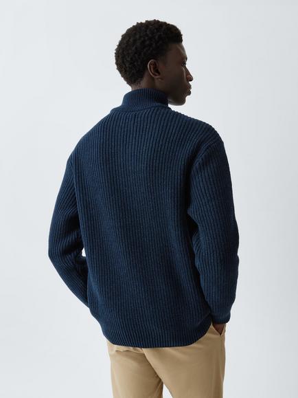 Colorful Standard Recycled Merino Wool Quarter Zip, Marine Blue - view 2, Marine Blue