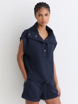 Reiss Phoebe Sleeveless Button Top, Navy