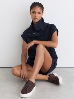 Reiss Phoebe Sleeveless Button Top - view 2, Navy
