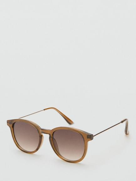 Mango Slim Round Sunglasses, Brown