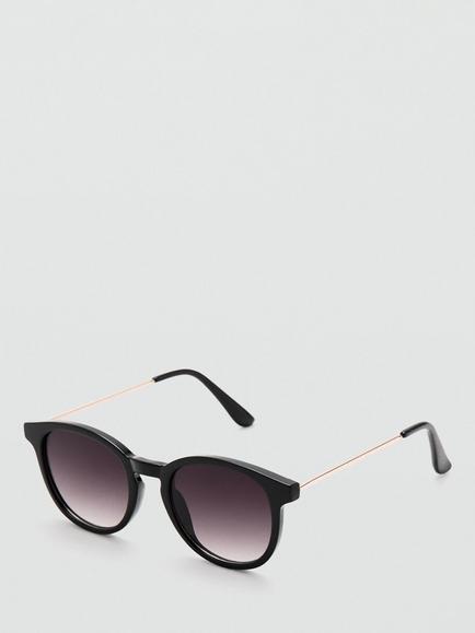 Mango Slim Round Sunglasses, Black
