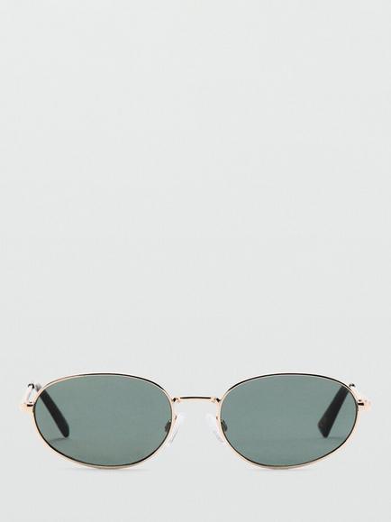 Mango Metallic Frame Oval Sunglasses, Gold, Gold