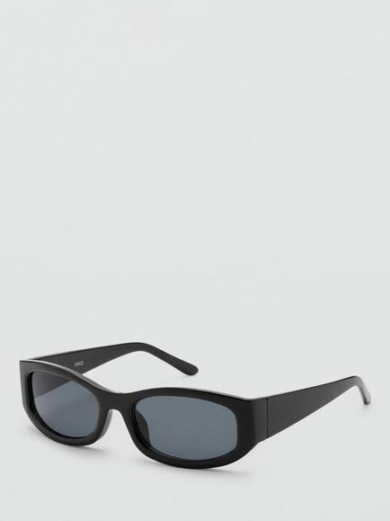 Mango Oval Statement Sunglasses, Black, Black