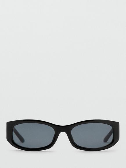 Mango Oval Statement Sunglasses, Black - view 2, Black