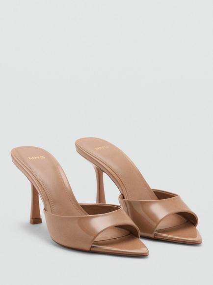 Mango Pointed Open Toe Stiletto Mule Sandals, Nude - view 2, Nude