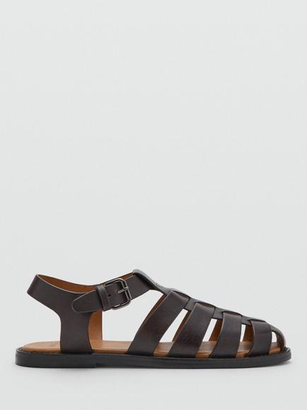 Mango Leather Sandals, Brown, Brown